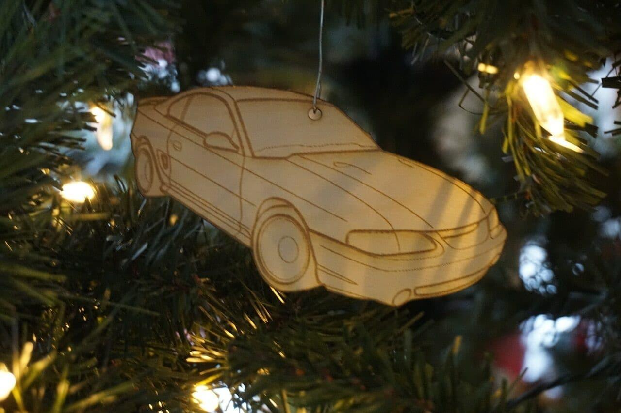 Laser-Engraved Birch Ornament, style: Ford Mustang (SN95) Enthusiasts, ~5-inch Wide Holiday Garage Art Man Cave Birthday Present Man Woman Wood Birch