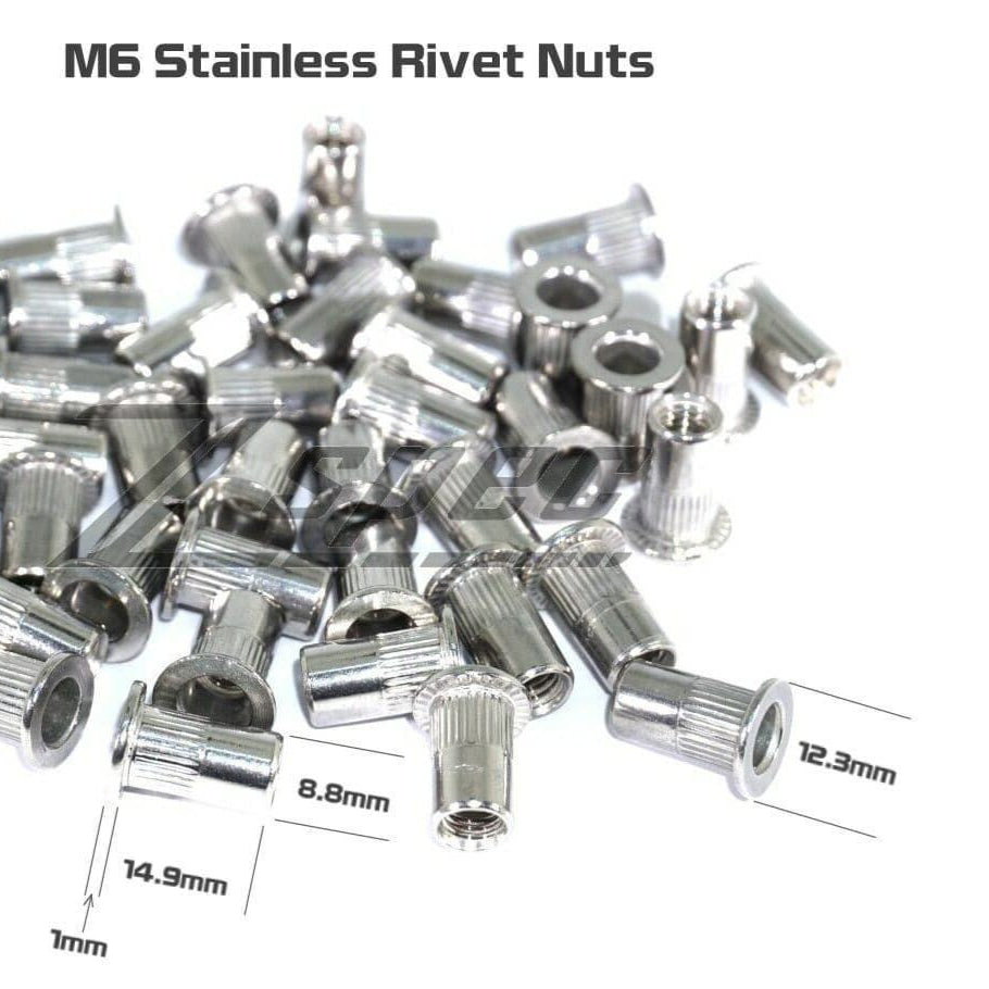 ZSPEC M6-1.0 Rivet Nuts, SUS304 Stainless Steel, 10-Pack - ZSPEC Design LLC - Hardware Fasteners - 10-pack, Body, body hardware, Dress Up Bolt, m6, Rivet Nut, Stainless - zspecdesign.com