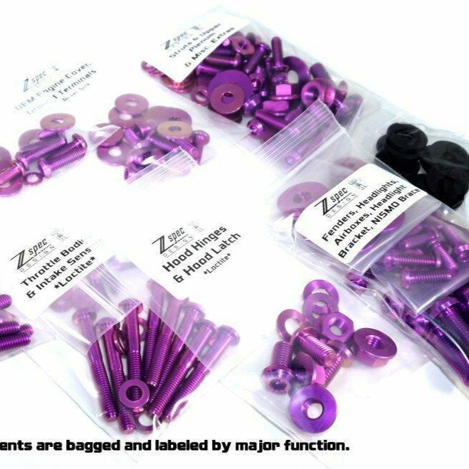 ZSPEC "Stage 2" Dress Up Bolts®/Fastener Kit for '03-'08 Nissan 350z DE & HR, Titanium - ZSPEC Design LLC - Hardware Fasteners - 350z, DE & HR, Fastener Kit, nissan, stage 2, titanium, z33 - zspecdesign.com