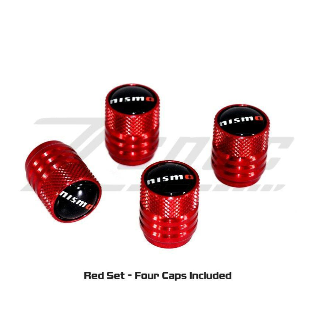 NISMO (Nissan) Tire Valve Stem Cap Set - Red - ZSPEC Design LLC - Hardware Fasteners - accessory, Nismo, Nissan, Tire - zspecdesign.com