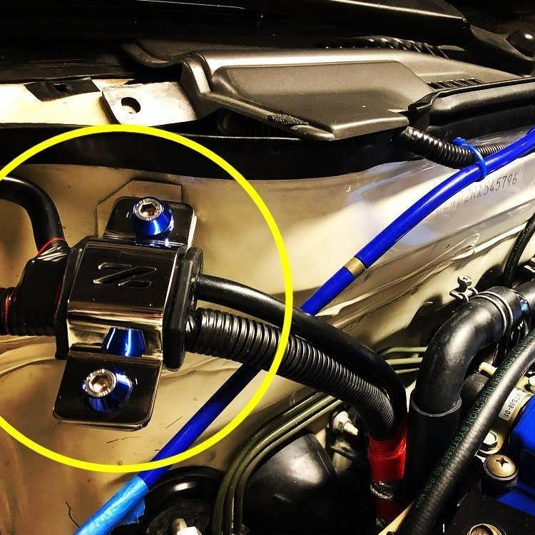 ZSPEC Battery Cable Bracket for '90-99 Nissan 300zx Z32, Stainless Steel, Silver Finish - ZSPEC Design LLC - Hardware Fasteners - 300zx, accessory, battery, bracket, nissan, z32 - zspecdesign.com