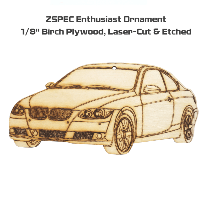 ZSPEC Laser-Engraved Wood Ornament, Style: BMW 3-Series, Birch, ~5" - ZSPEC Design LLC - Holiday Ornaments - 3-series, bmw, holiday, lifestyle, ornament - zspecdesign.com