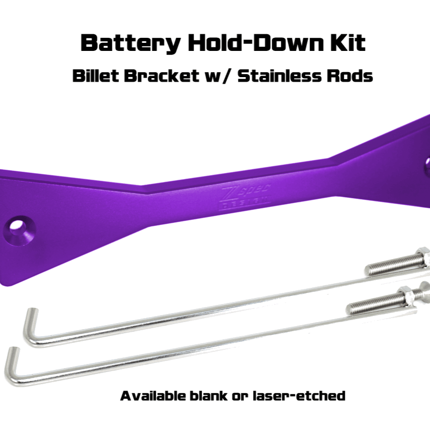 ZSPEC Battery Hold Down/Bracket, Billet Bracket w/ Stainless Hardware - ZSPEC Design LLC - Hardware Fasteners - accessory, battery, battery bracket, bracket, stainless - zspecdesign.com
