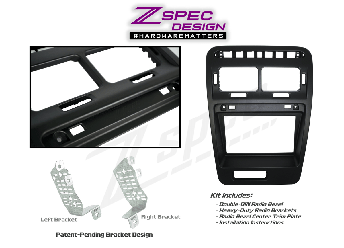 ZSPEC LHD Double-Din Radio Bezel w/Brackets for '90-99 Nissan 300zx Z32 Interior Stereo OEM Replacement for Bose Single DIN Black Plastic Fascia Bezel Face Plate Cover Dash