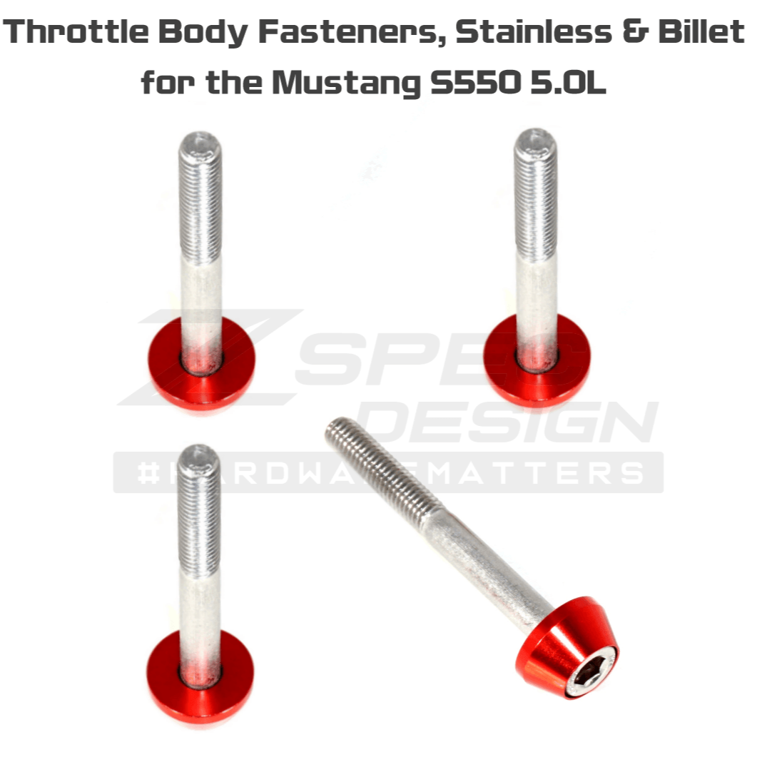 ZSPEC Throttle Body Fastener Kit for '05-14 Mustang S197 & '15-21 S550 V8 Models, Stainless & Billet - ZSPEC Design LLC - Hardware Fasteners - Fastener Kit, ford, mustang, s197, s550, throttle, V8 models, Washer Color - zspecdesign.com