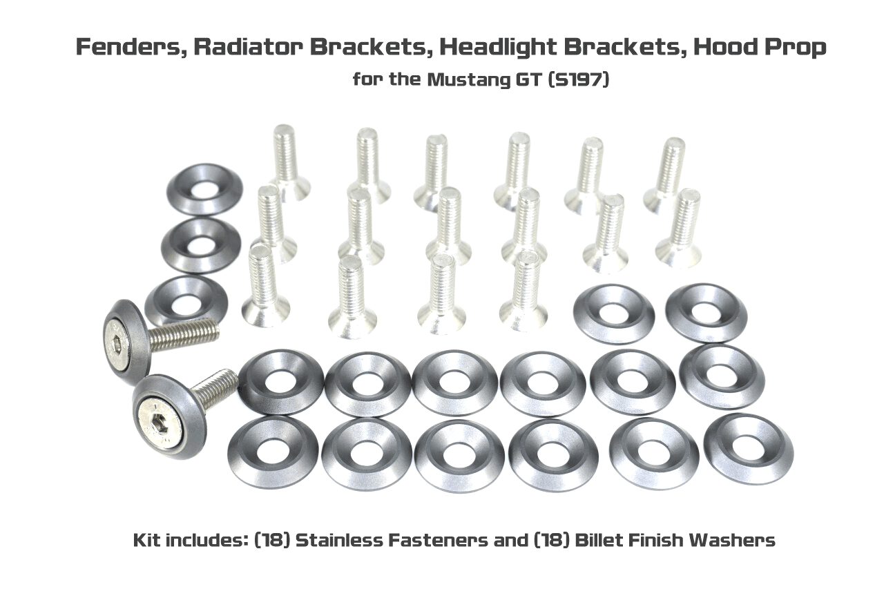 ZSPEC "Stage 3" Dress Up Bolts® Fastener Kit for '05-14 Ford Mustang V6 S197, Stainless & Billet - ZSPEC Design LLC - Hardware Fasteners - Fastener Kit, ford, mustang, s197, stage 3, v6 - zspecdesign.com