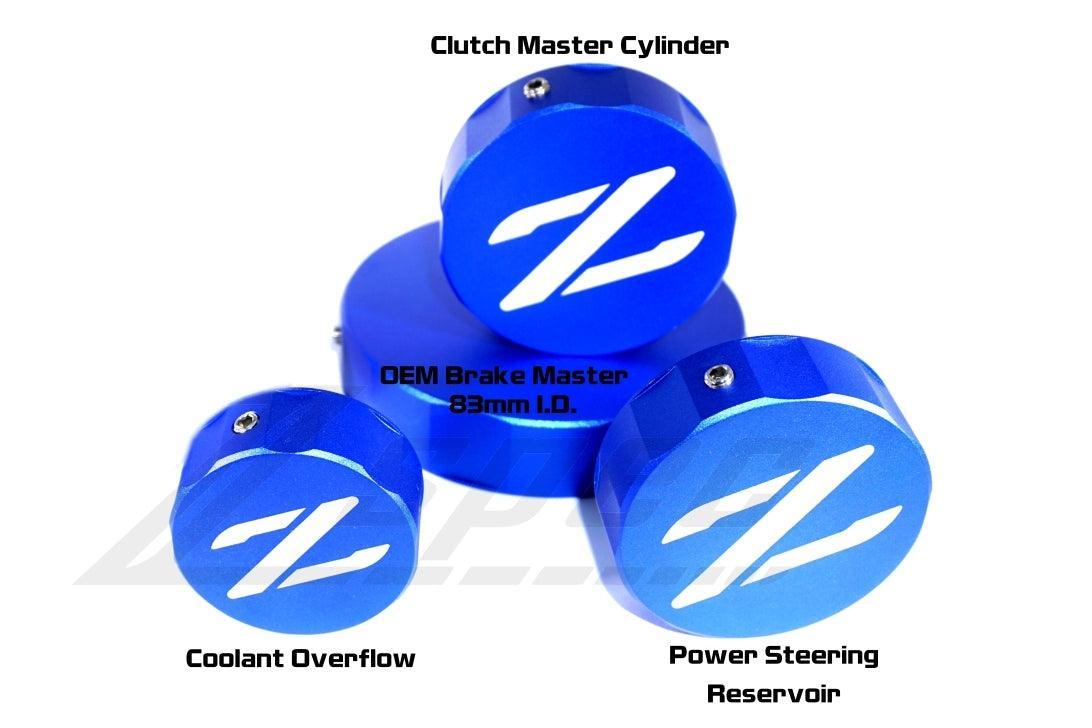 ZSPEC Reservoir Cap Cover Set (BMC, CMC, PS, CO) for Nissan Z32 300zx, Billet Aluminum - ZSPEC Design LLC - Hardware Fasteners - 300zx, accessory, cap, nissan, reservoir cap cover, z32 - zspecdesign.com