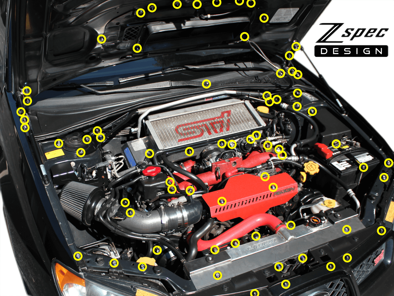 ZSPEC "Stage 3" Dress Up Bolts® Fastener Kit for '02-07 Subaru WRX & STI, Stainless & Billet - ZSPEC Design LLC - Hardware Fasteners - Fastener Kit, stage 3, sti, subaru, wrx - zspecdesign.com