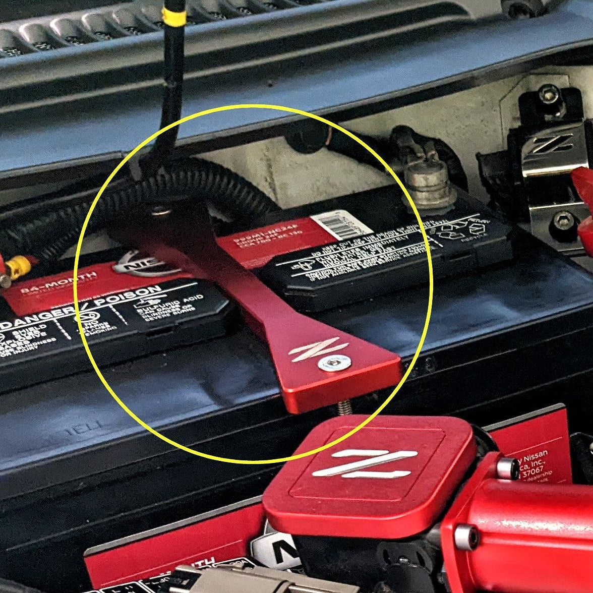 ZSPEC Battery Hold Down/Bracket for '90-96 Nissan Z32 300zx, Billet w/ Stainless Hardware - ZSPEC Design LLC - Hardware Fasteners - 300zx, accessory, battery, battery bracket, bracket, nissan, z32 - zspecdesign.com
