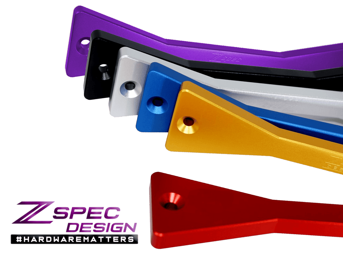 ZSPEC Battery Hold Down/Bracket, Billet w/ Stainless Rods SUS304 Stainless Billet Aluminum Red Blue Black Purple Gold Silver Engine Bay Dress Up Bolts Fasteners Hardware