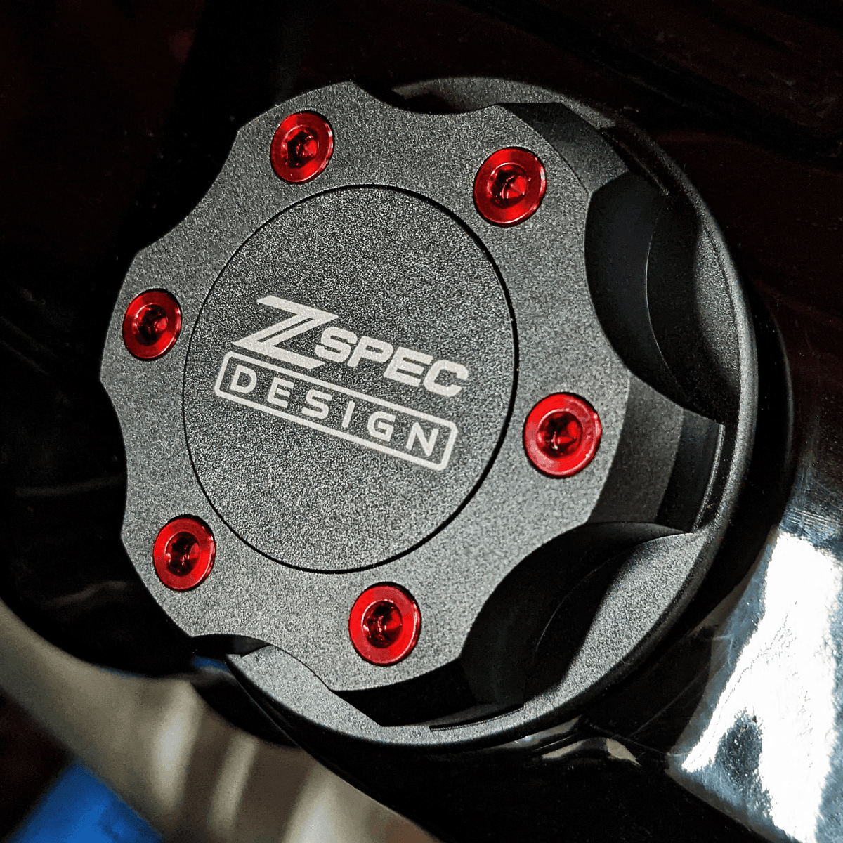 ZSPEC Billet Oil Filler Cap for Nissan/Infiniti/Datsun, Black Cap w/ Titanium Accent - ZSPEC Design LLC - Hardware Fasteners - 2023, 240sx, 240z, 260z, 280z, 280zx, 300z, 300zx, 350z, 370z, 380RS, 400z, accessory, bob sharp, cap, d40, d41, DE & HR, DE & REVUP, FairladyZ, frontier, g35, g37, GT-R, GTR, hakosuka, j30, nismo, nissan, nissanz, nisssan, oil, oil cap, q50, q60, R32, R34, RB20, RB25, RB26, RB30, rogue, RZ34, s30, titan, VQ, vq37, VR, vr30ddtt, z, z31, z32, z33, z34, z34 s2, z34s2 - zspecdesign.com