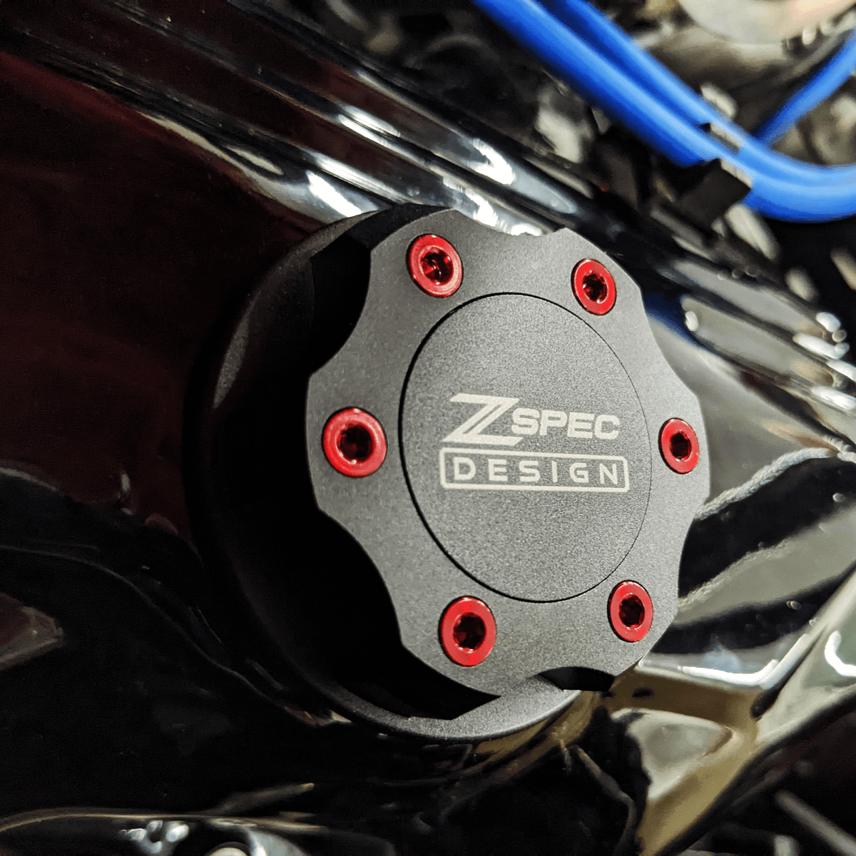 ZSPEC Billet Oil Filler Cap for Nissan/Infiniti/Datsun, Black Cap w/ Titanium Accent - ZSPEC Design LLC - Hardware Fasteners - 2023, 240sx, 240z, 260z, 280z, 280zx, 300z, 300zx, 350z, 370z, 380RS, 400z, accessory, bob sharp, cap, d40, d41, DE & HR, DE & REVUP, FairladyZ, frontier, g35, g37, GT-R, GTR, hakosuka, j30, nismo, nissan, nissanz, nisssan, oil, oil cap, q50, q60, R32, R34, RB20, RB25, RB26, RB30, rogue, RZ34, s30, titan, VQ, vq37, VR, vr30ddtt, z, z31, z32, z33, z34, z34 s2, z34s2 - zspecdesign.com