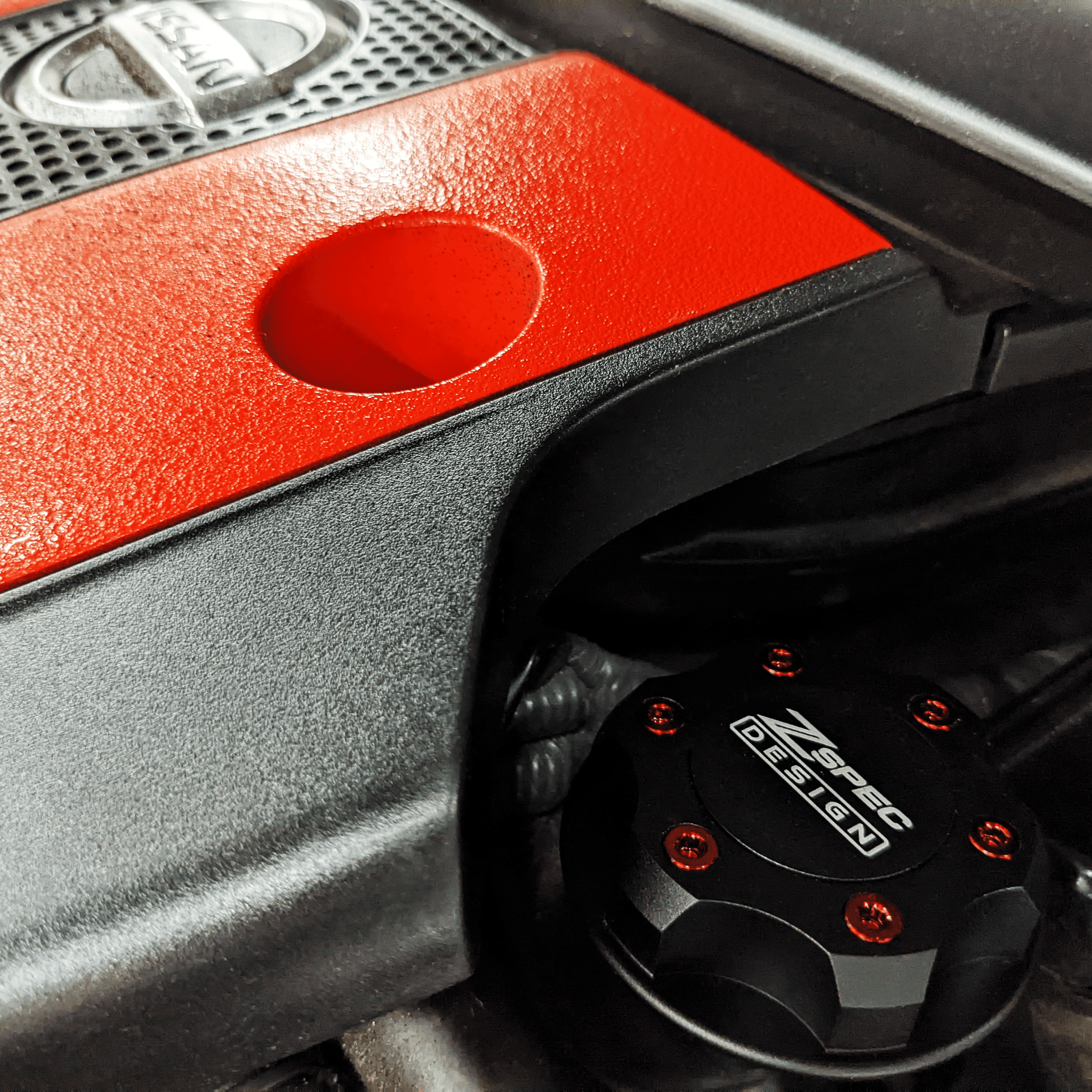 ZSPEC Billet Oil Filler Cap for Nissan/Infiniti/Datsun, Black Cap w/ Titanium Accent - ZSPEC Design LLC - Hardware Fasteners - 2023, 240sx, 240z, 260z, 280z, 280zx, 300z, 300zx, 350z, 370z, 380RS, 400z, accessory, bob sharp, cap, d40, d41, DE & HR, DE & REVUP, FairladyZ, frontier, g35, g37, GT-R, GTR, hakosuka, j30, nismo, nissan, nissanz, nisssan, oil, oil cap, q50, q60, R32, R34, RB20, RB25, RB26, RB30, rogue, RZ34, s30, titan, VQ, vq37, VR, vr30ddtt, z, z31, z32, z33, z34, z34 s2, z34s2 - zspecdesign.com