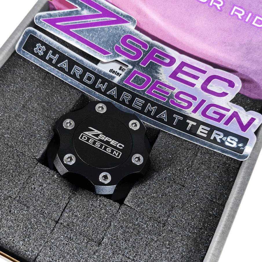ZSPEC Billet Oil Filler Cap for Nissan/Infiniti/Datsun, Black Cap w/ Titanium Accent - ZSPEC Design LLC - Hardware Fasteners - 2023, 240sx, 240z, 260z, 280z, 280zx, 300z, 300zx, 350z, 370z, 380RS, 400z, accessory, bob sharp, cap, d40, d41, DE & HR, DE & REVUP, FairladyZ, frontier, g35, g37, GT-R, GTR, hakosuka, j30, nismo, nissan, nissanz, nisssan, oil, oil cap, q50, q60, R32, R34, RB20, RB25, RB26, RB30, rogue, RZ34, s30, titan, VQ, vq37, VR, vr30ddtt, z, z31, z32, z33, z34, z34 s2, z34s2 - zspecdesign.com