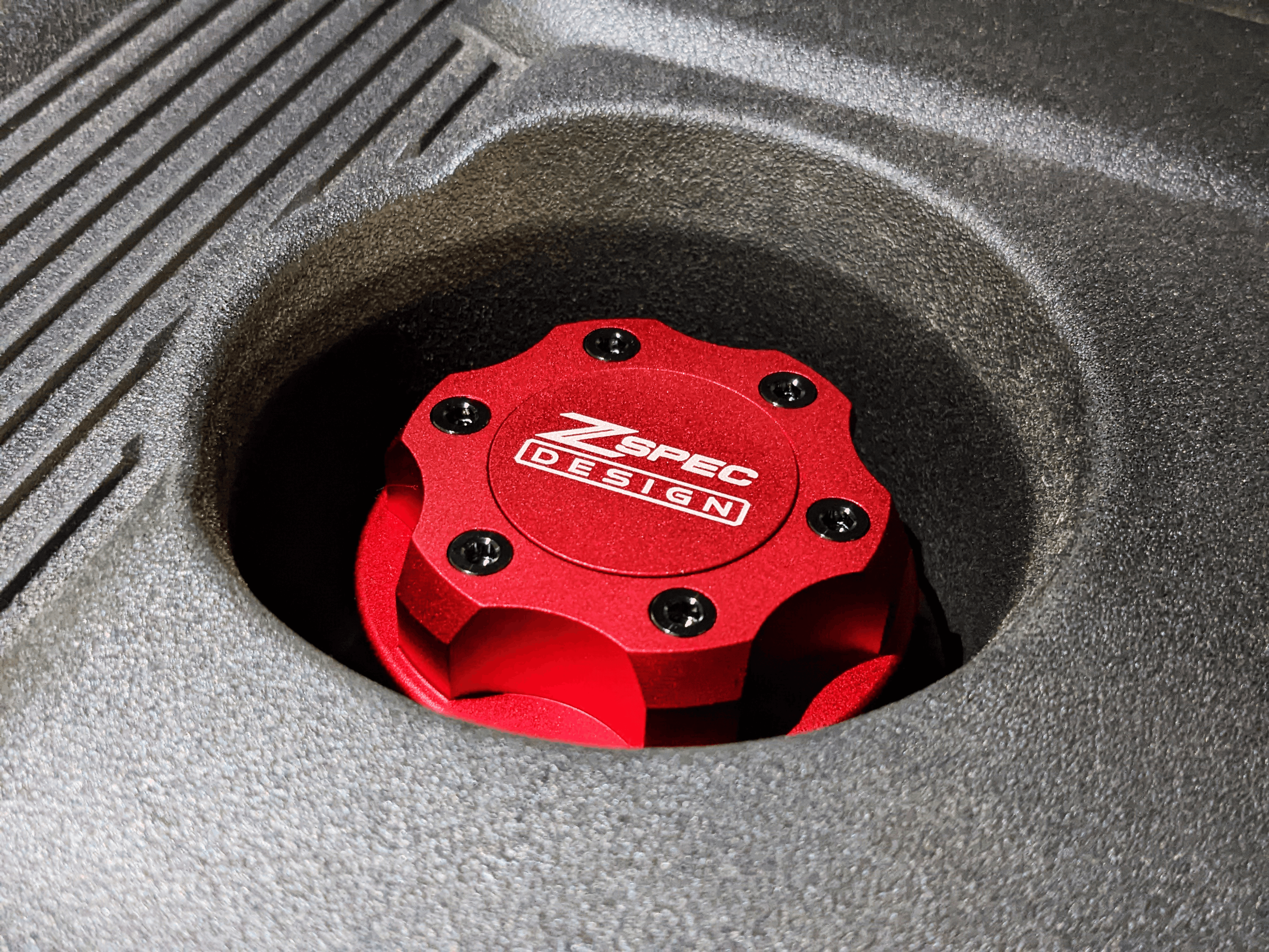 ZSPEC Billet Oil Filler Cap for Nissan/Infiniti/Datsun, Red Cap w/ Titanium Accents - ZSPEC Design LLC - Hardware Fasteners - 2023, 240sx, 240z, 260z, 280z, 280zx, 300z, 300zx, 350z, 370z, 380RS, 400z, accessory, bob sharp, cap, d40, d41, DE & HR, DE & REVUP, FairladyZ, frontier, g35, g37, GT-R, GTR, hakosuka, j30, nismo, nissan, nissanz, nisssan, oil, oil cap, q50, q60, R32, R34, RB20, RB25, RB26, RB30, rogue, RZ34, s30, titan, VQ, vq37, VR, vr30ddtt, z, z31, z32, z33, z34, z34 s2, z34s2 - zspecdesign.com
