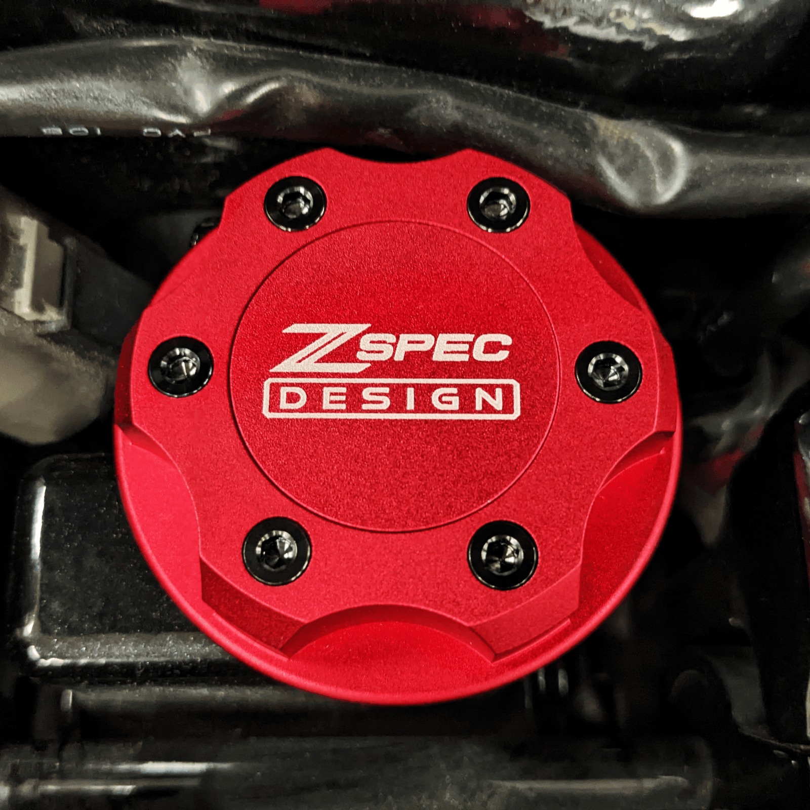 ZSPEC Billet Oil Filler Cap for Nissan/Infiniti/Datsun, Red Cap w/ Titanium Accents - ZSPEC Design LLC - Hardware Fasteners - 2023, 240sx, 240z, 260z, 280z, 280zx, 300z, 300zx, 350z, 370z, 380RS, 400z, accessory, bob sharp, cap, d40, d41, DE & HR, DE & REVUP, FairladyZ, frontier, g35, g37, GT-R, GTR, hakosuka, j30, nismo, nissan, nissanz, nisssan, oil, oil cap, q50, q60, R32, R34, RB20, RB25, RB26, RB30, rogue, RZ34, s30, titan, VQ, vq37, VR, vr30ddtt, z, z31, z32, z33, z34, z34 s2, z34s2 - zspecdesign.com
