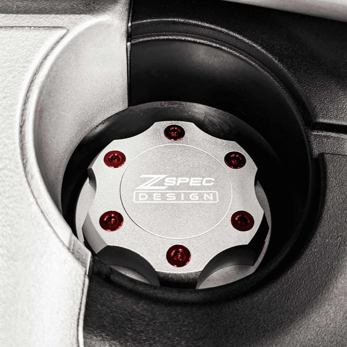 ZSPEC Billet Oil Filler Cap - Silver w/ Titanium Accents, Engine Bay Dress Up Nissan Datsun Z ZX 300zx 350z 370z Frontier RZ34 Titan VQ35/37/38/40 VR30/38 RB20/26/26/30 VK56 VG30 & Datsun L-Series L24/26/28