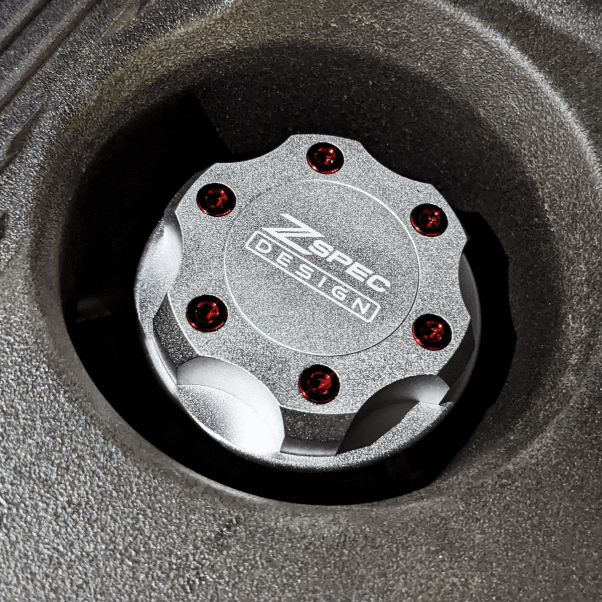 ZSPEC Billet Oil Filler Cap - Silver w/ Titanium Accents, Engine Bay Dress Up Nissan Datsun Z ZX 300zx 350z 370z Frontier RZ34 Titan VQ35/37/38/40 VR30/38 RB20/26/26/30 VK56 VG30 & Datsun L-Series L24/26/28