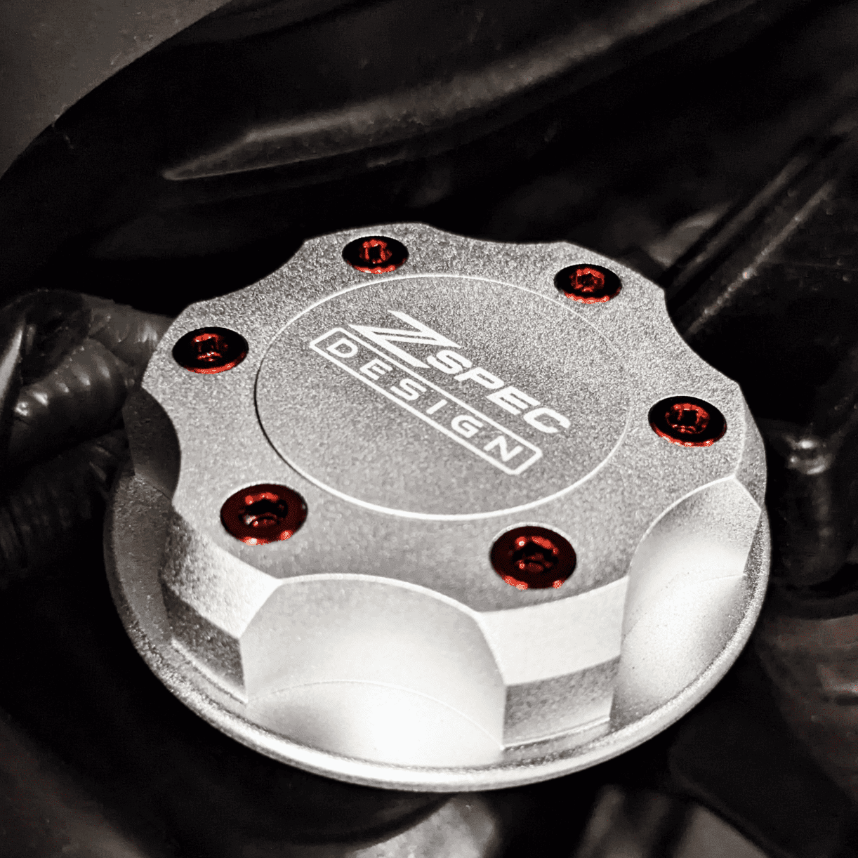 ZSPEC Billet Oil Filler Cap - Silver w/ Titanium Accents, Engine Bay Dress Up Nissan Datsun Z ZX 300zx 350z 370z Frontier RZ34 Titan VQ35/37/38/40 VR30/38 RB20/26/26/30 VK56 VG30 & Datsun L-Series L24/26/28
