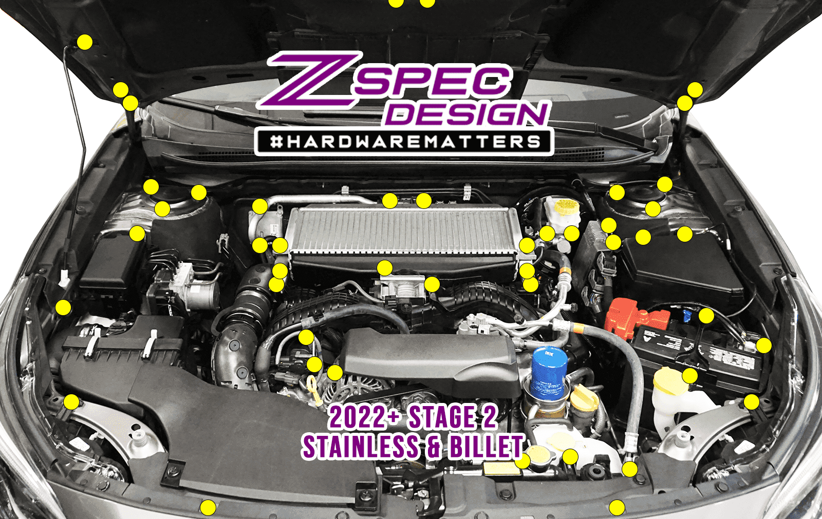 ZSPEC "Stage 2" Dress Up Bolts® Fastener Kit for '22+ Subaru WRX & Legacy, Stainless & Billet - ZSPEC Design LLC - Hardware Fasteners - Fastener Kit, stage 2, sti, subaru wrx, Washer Color - zspecdesign.com