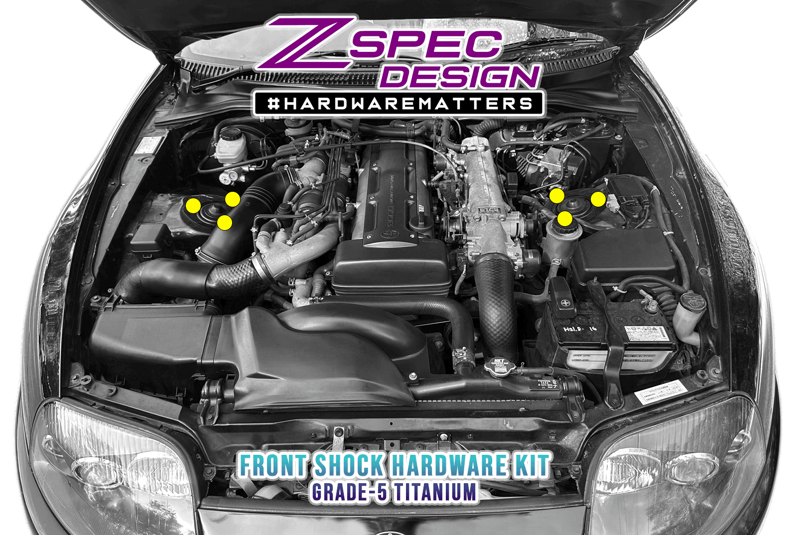 ZSPEC Front Shocks Fastener Kit for '93-02 Toyota Supra MKIV, Titanium - ZSPEC Design LLC - Hardware Fasteners - 2jz, Fastener Kit, mkiv, supra, toyota - zspecdesign.com