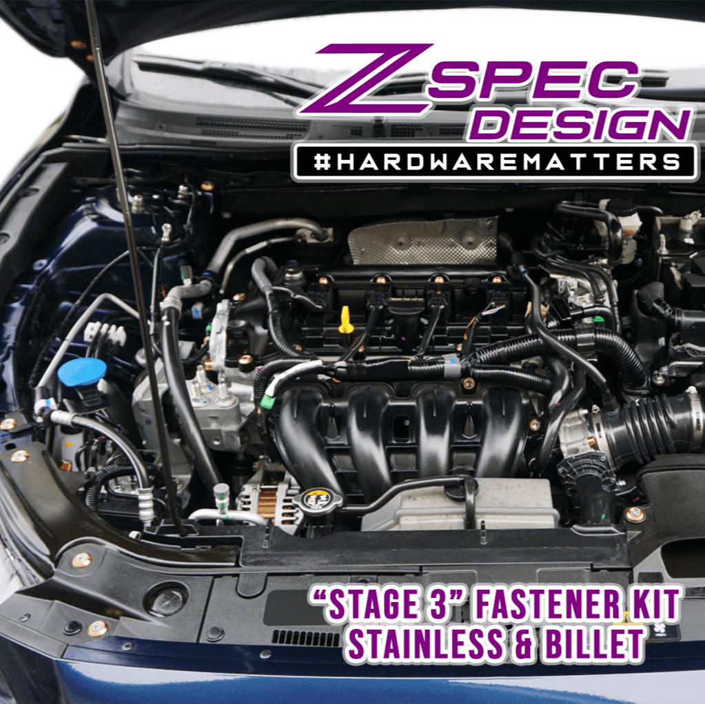 ZSPEC "Stage 3" Dress Up Bolts® Fastener Kit for '14-17 Mazda3 2.0L, Stainless & Billet - ZSPEC Design LLC - Hardware Fasteners - Fastener Kit, mazda, mazda3, stage 3 - zspecdesign.com