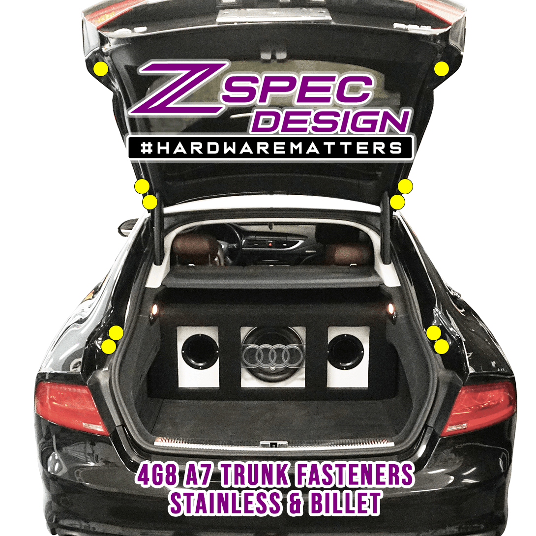 ZSPEC Dress Up Bolts® Trunk Fastener Kit for '12-18 Audi A7 4G8 3.0L, Stainless & Billet - ZSPEC Design LLC - Hardware Fasteners - 4g8, a7, a7 4g8, audi, Fastener Kit - zspecdesign.com