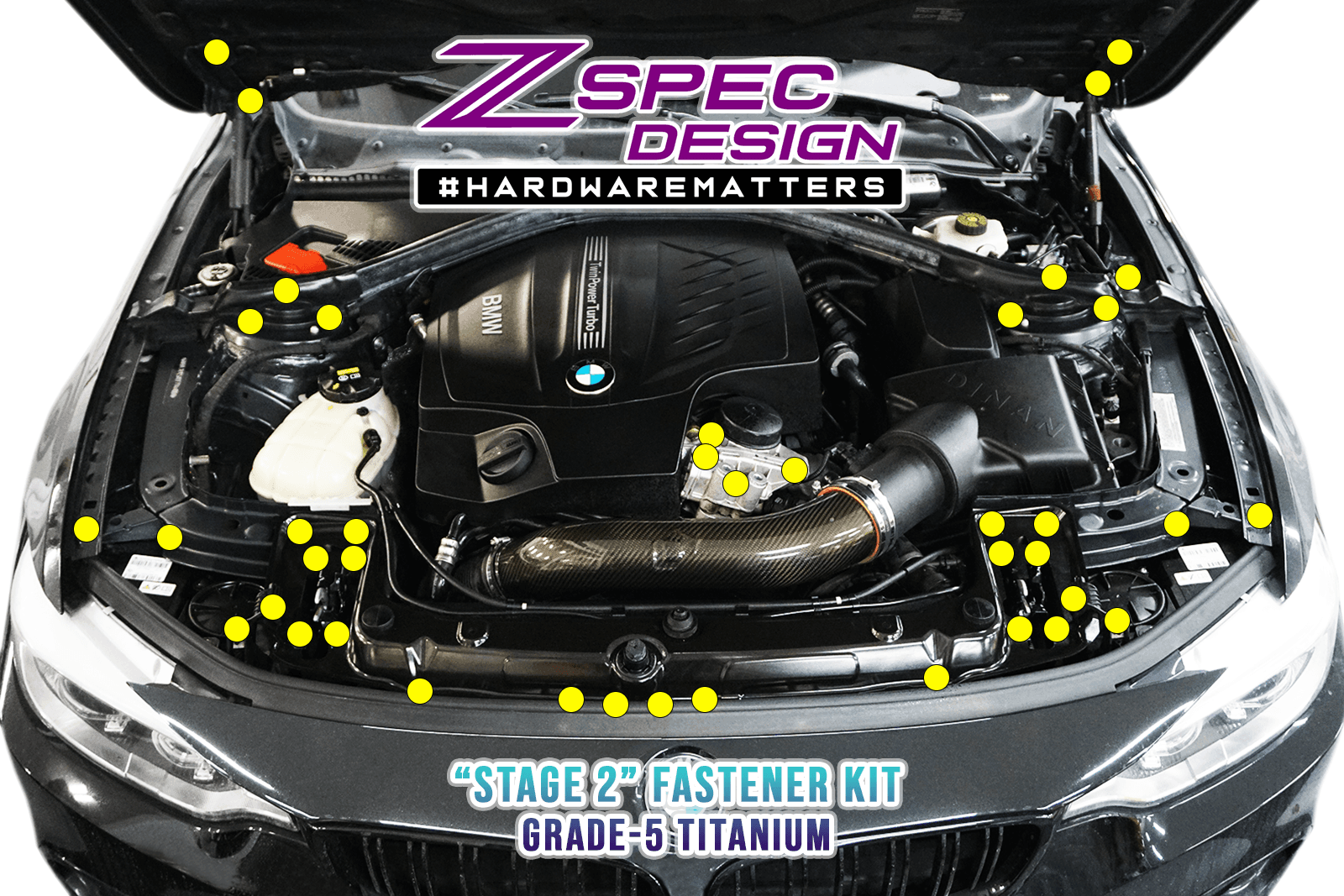 ZSPEC "Stage 2" Dress Up Bolts® Fastener Kit for '14-19 BMW 435i F32 3.0T, Titanium - ZSPEC Design LLC - Hardware Fasteners - 435i, bmw, F32, Fastener Kit, stage 2 - zspecdesign.com