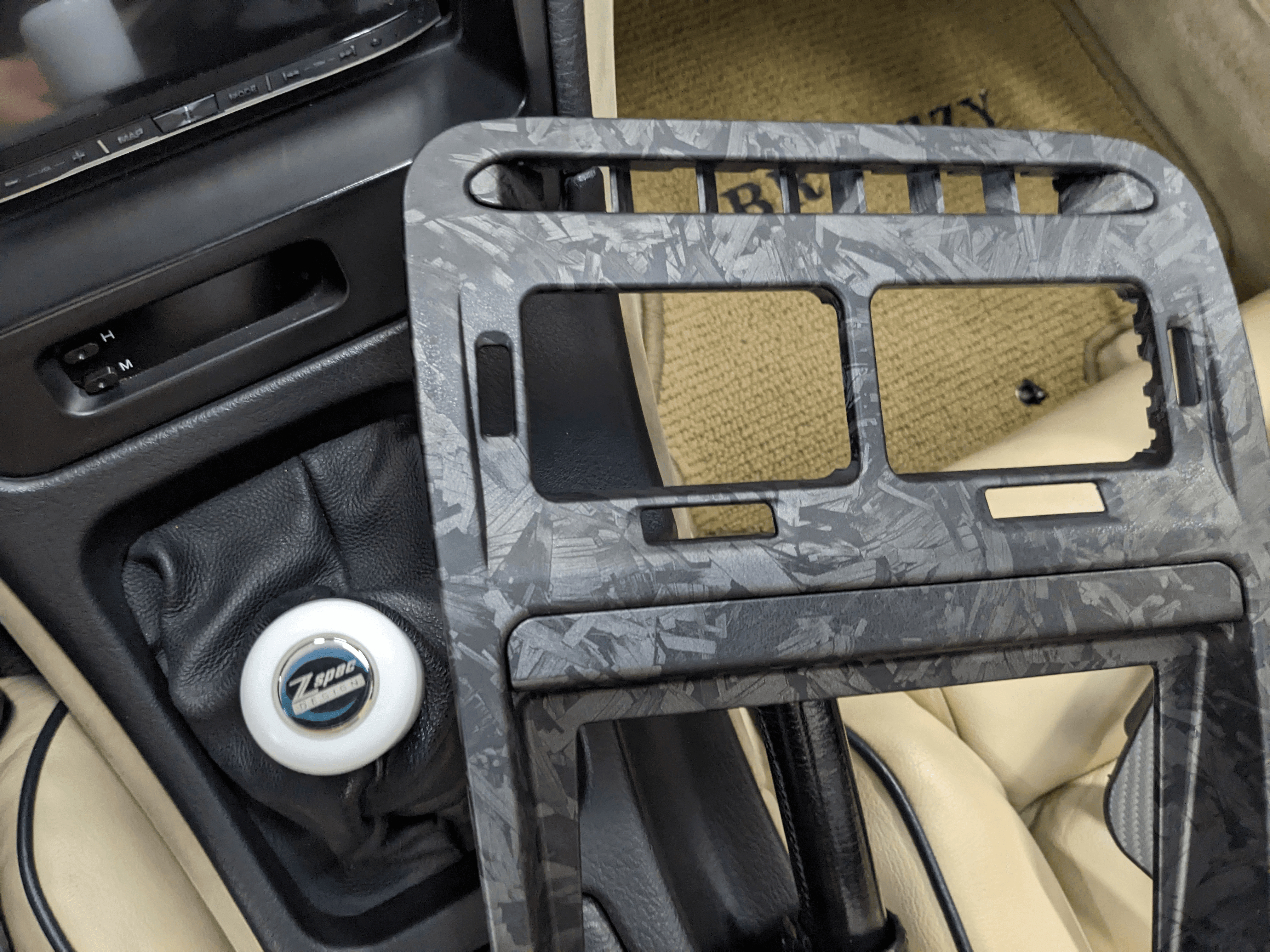ZSPEC LHD Hydro-Dipped Double-Din Radio Bezel w/Brackets, Nissan Z32 300zx - ZSPEC Design LLC - Hardware Fasteners - 300zx, din, double, lhd, nissan, repro, stereo, z32 - zspecdesign.com