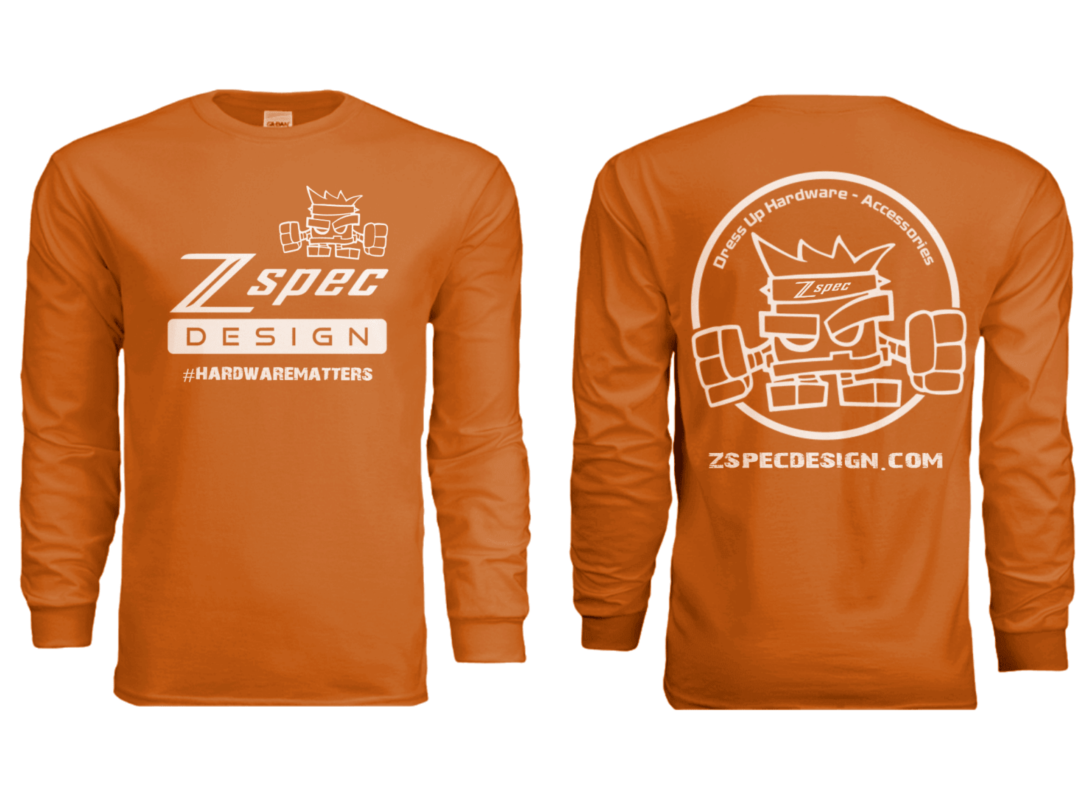 Long-Sleeve Orange Burnt T-Shirt, Cotton ZSPEC