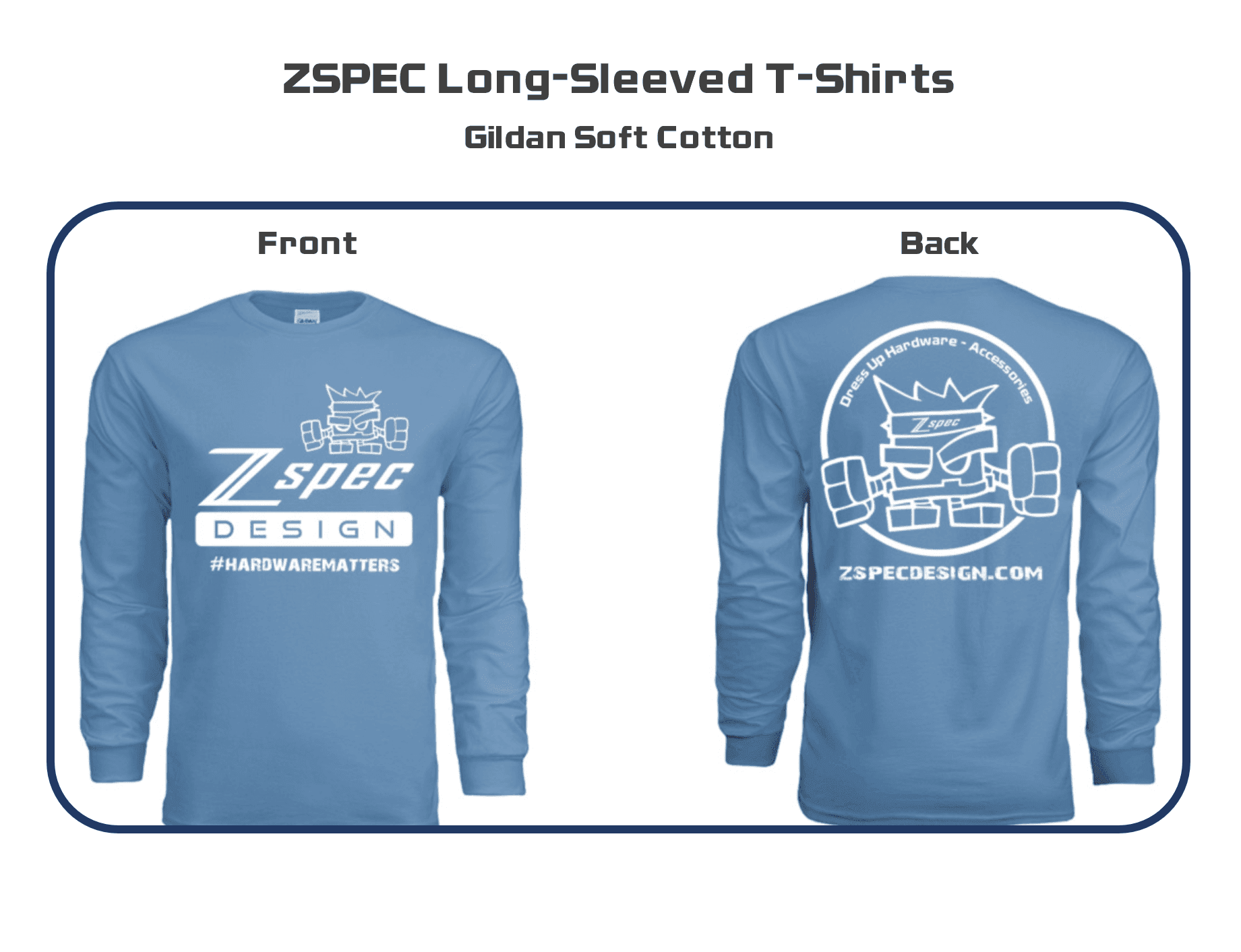 ZSPEC Long-Sleeve Cotton T-Shirt, Light Blue - ZSPEC Design LLC - Shirts & Tops - apparel, t-shirt, ZSPEC - zspecdesign.com