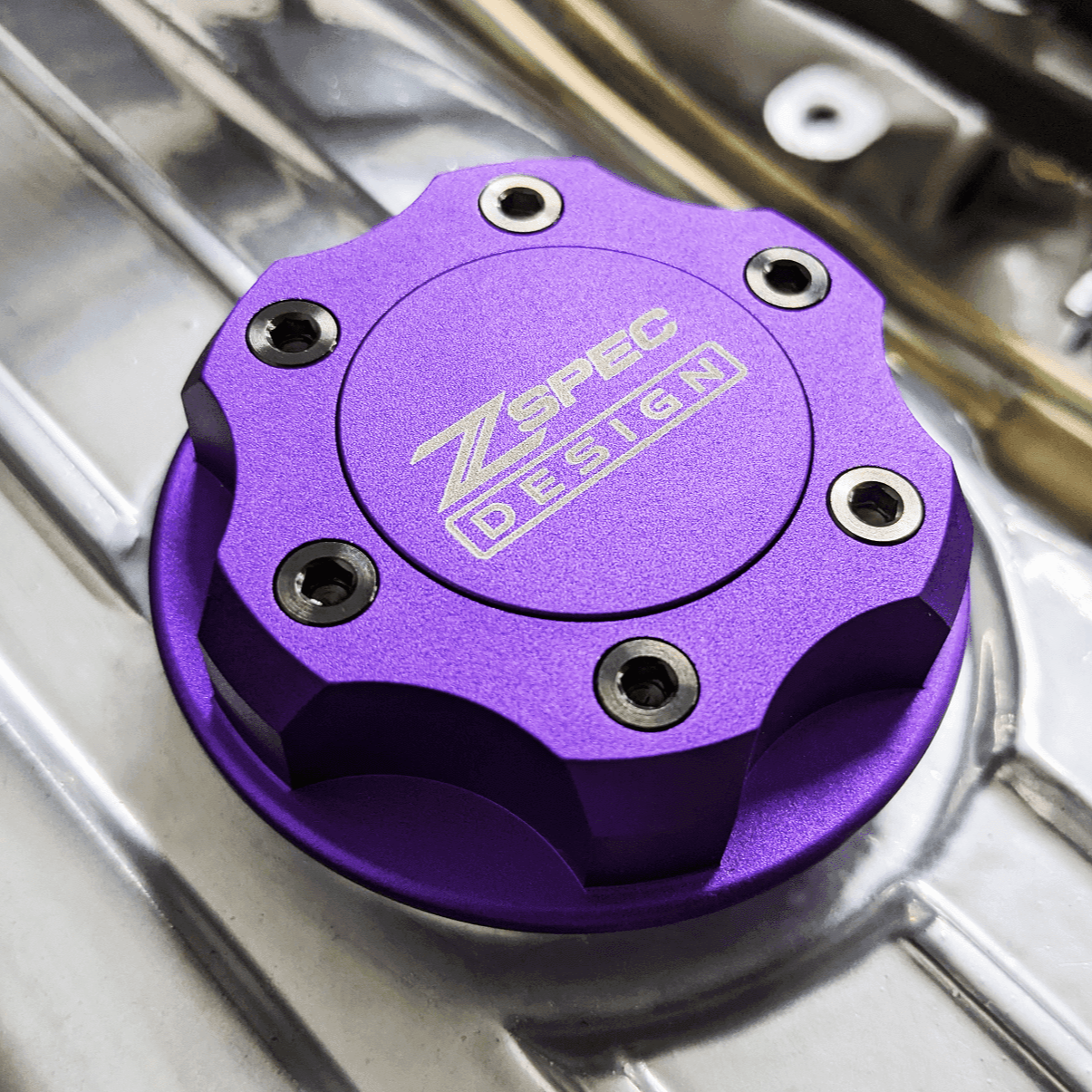 ZSPEC Billet Oil Filler Cap - Purple w/ Titanium Accents, Engine Bay Dress Up Nissan Datsun Z ZX 300zx 350z 370z Frontier RZ34 Titan