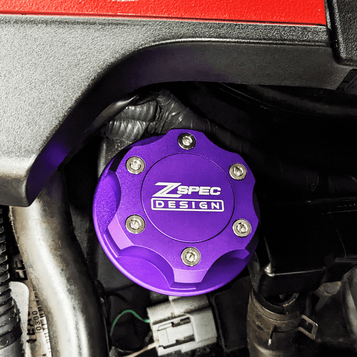 ZSPEC Billet Oil Filler Cap - Purple w/ Titanium Accents, Engine Bay Dress Up Nissan Datsun Z ZX 300zx 350z 370z Frontier RZ34 Titan
