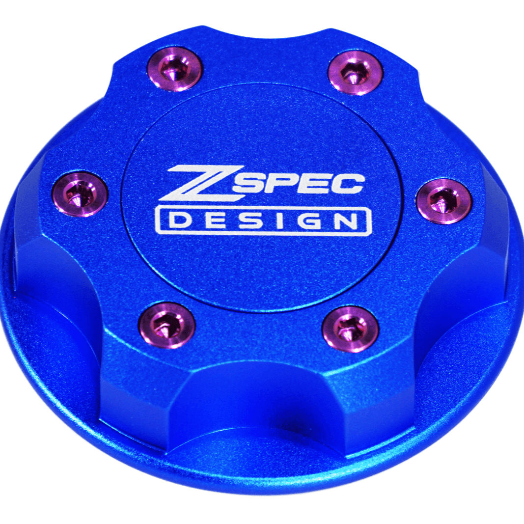 ZSPEC Billet Oil Filler Cap for Nissan/Infiniti/Datsun, Blue Cap w/ Titanium Accents - ZSPEC Design LLC - Hardware Fasteners - 2023, 240sx, 240z, 260z, 280z, 280zx, 300z, 300zx, 350z, 370z, 380RS, 400z, accessory, bob sharp, cap, d40, d41, DE & HR, DE & REVUP, FairladyZ, frontier, g35, g37, GT-R, GTR, hakosuka, j30, nismo, nissan, nissanz, nisssan, oil, oil cap, q50, q60, R32, R34, RB20, RB25, RB26, RB30, rogue, RZ34, s30, titan, VQ, vq37, VR, vr30ddtt, z, z31, z32, z33, z34, z34 s2, z34s2 - zspecdesign.com