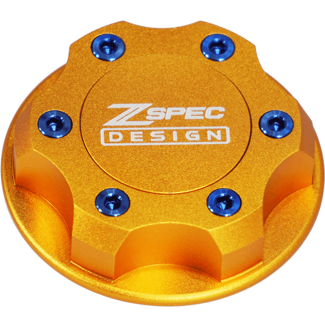 ZSPEC Billet Oil Filler Cap - Orange Gold w/ Titanium Accents, Engine Bay Dress Up Nissan Datsun Z ZX 300zx 350z 370z Frontier RZ34 Titan VQ35/37/38/40 VR30/38 RB20/26/26/30 VK56 VG30 & Datsun L-Series L24/26/28