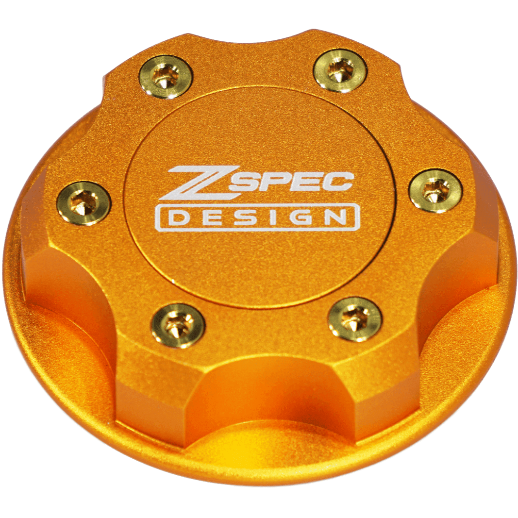 ZSPEC Billet Oil Filler Cap - Orange Gold w/ Titanium Accents, Engine Bay Dress Up Nissan Datsun Z ZX 300zx 350z 370z Frontier RZ34 Titan VQ35/37/38/40 VR30/38 RB20/26/26/30 VK56 VG30 & Datsun L-Series L24/26/28