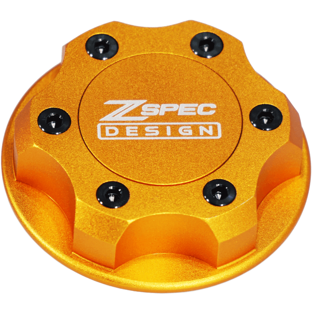 ZSPEC Billet Oil Filler Cap - Orange Gold w/ Titanium Accents, Engine Bay Dress Up Nissan Datsun Z ZX 300zx 350z 370z Frontier RZ34 Titan VQ35/37/38/40 VR30/38 RB20/26/26/30 VK56 VG30 & Datsun L-Series L24/26/28