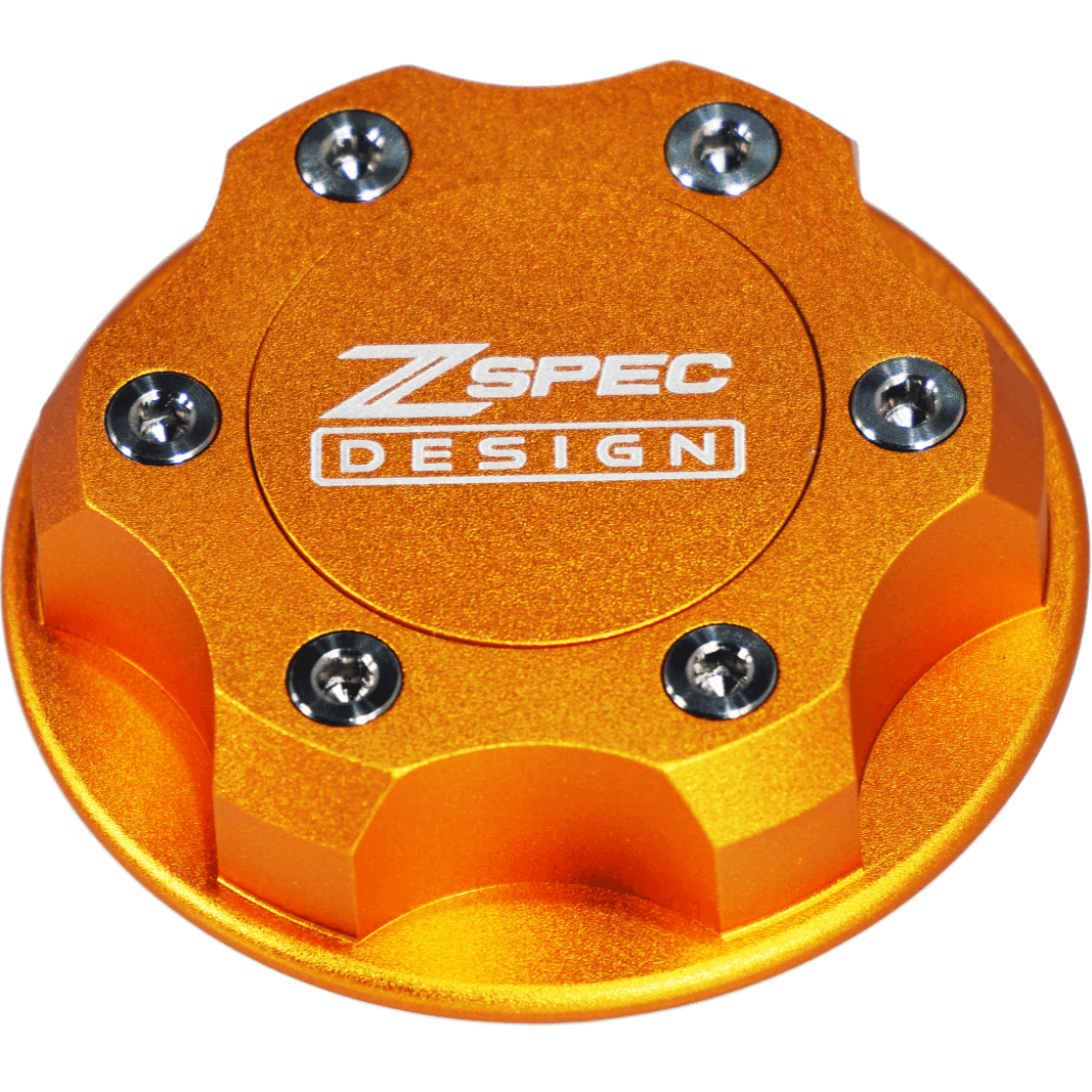 ZSPEC Billet Oil Filler Cap - Orange Gold w/ Titanium Accents, Engine Bay Dress Up Nissan Datsun Z ZX 300zx 350z 370z Frontier RZ34 Titan VQ35/37/38/40 VR30/38 RB20/26/26/30 VK56 VG30 & Datsun L-Series L24/26/28
