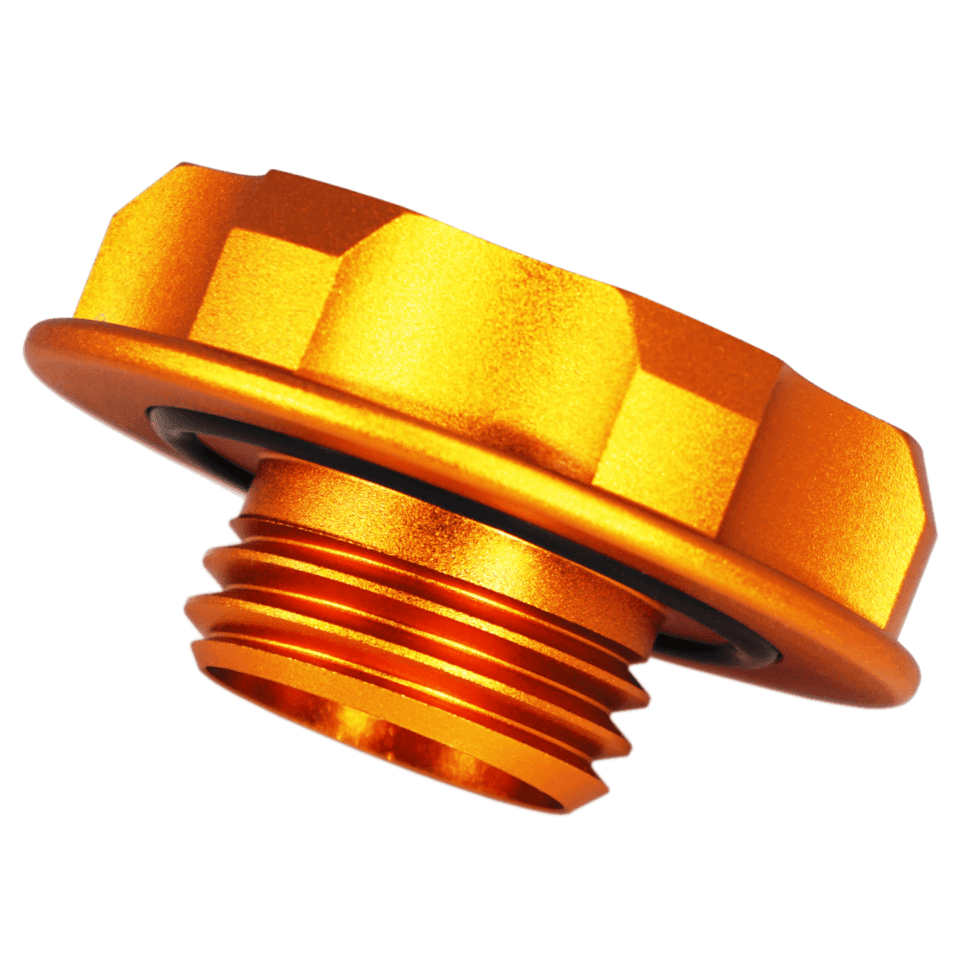 ZSPEC Billet Oil Filler Cap - Orange Gold w/ Titanium Accents, Engine Bay Dress Up Nissan Datsun Z ZX 300zx 350z 370z Frontier RZ34 Titan VQ35/37/38/40 VR30/38 RB20/26/26/30 VK56 VG30 & Datsun L-Series L24/26/28