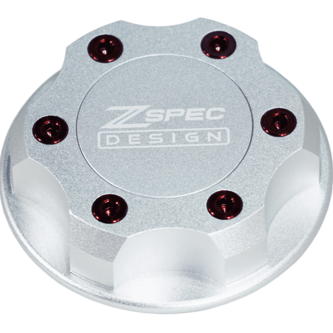 ZSPEC Billet Oil Filler Cap - Silver w/ Titanium Accents, Engine Bay Dress Up Nissan Datsun Z ZX 300zx 350z 370z Frontier RZ34 Titan VQ35/37/38/40 VR30/38 RB20/26/26/30 VK56 VG30 & Datsun L-Series L24/26/28