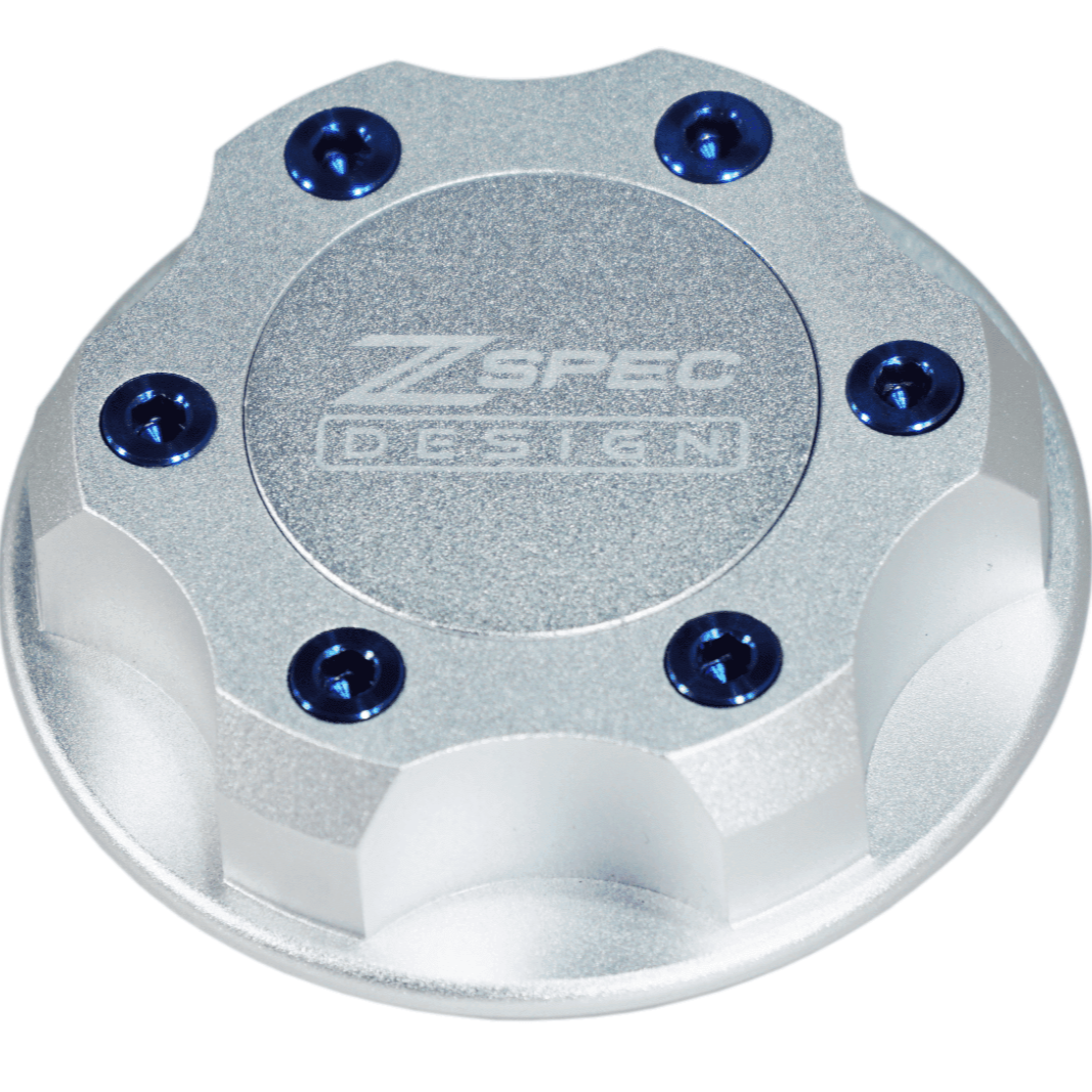 ZSPEC Billet Oil Filler Cap - Silver w/ Titanium Accents, Engine Bay Dress Up Nissan Datsun Z ZX 300zx 350z 370z Frontier RZ34 Titan VQ35/37/38/40 VR30/38 RB20/26/26/30 VK56 VG30 & Datsun L-Series L24/26/28