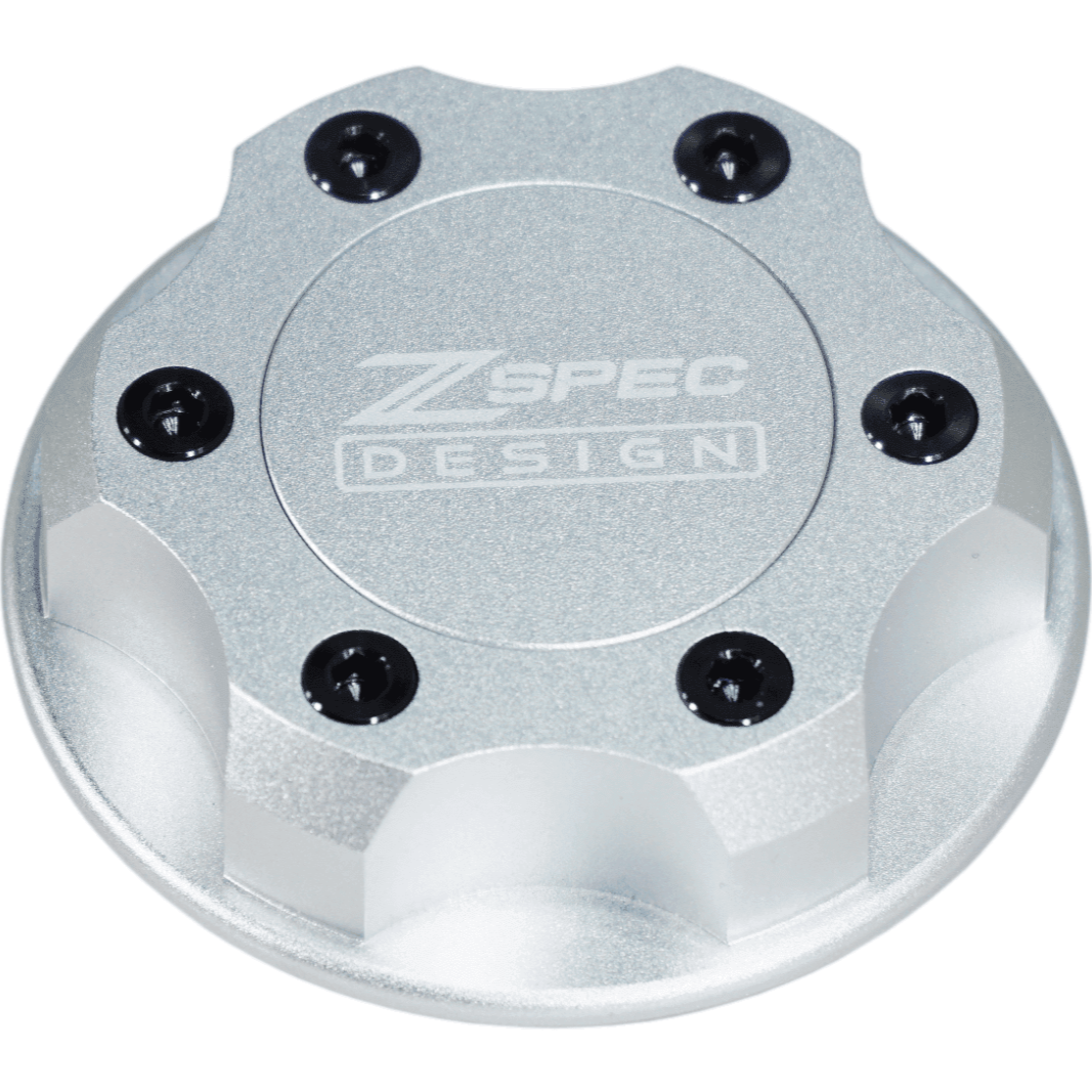 ZSPEC Billet Oil Filler Cap - Silver w/ Titanium Accents, Engine Bay Dress Up Nissan Datsun Z ZX 300zx 350z 370z Frontier RZ34 Titan VQ35/37/38/40 VR30/38 RB20/26/26/30 VK56 VG30 & Datsun L-Series L24/26/28