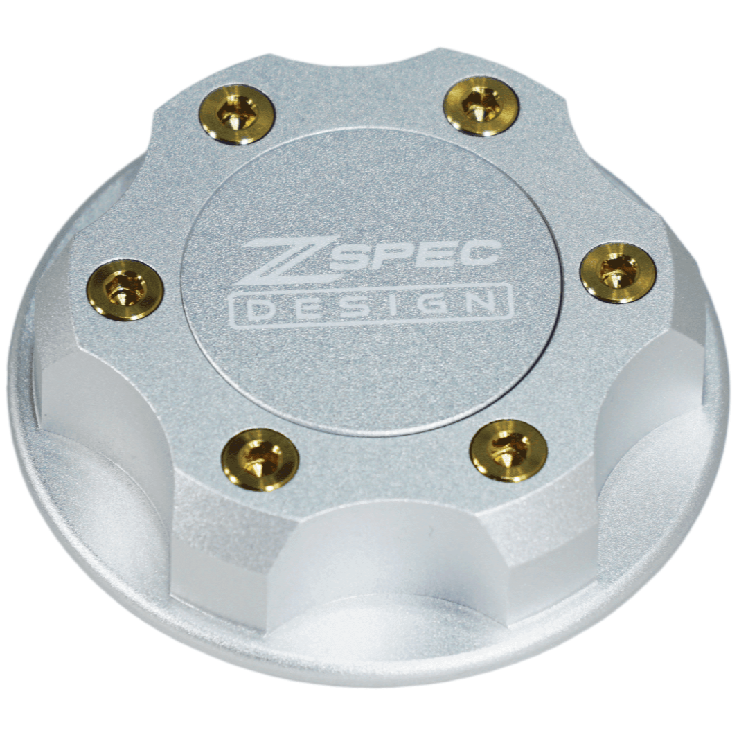 ZSPEC Billet Oil Filler Cap - Silver w/ Titanium Accents, Engine Bay Dress Up Nissan Datsun Z ZX 300zx 350z 370z Frontier RZ34 Titan VQ35/37/38/40 VR30/38 RB20/26/26/30 VK56 VG30 & Datsun L-Series L24/26/28