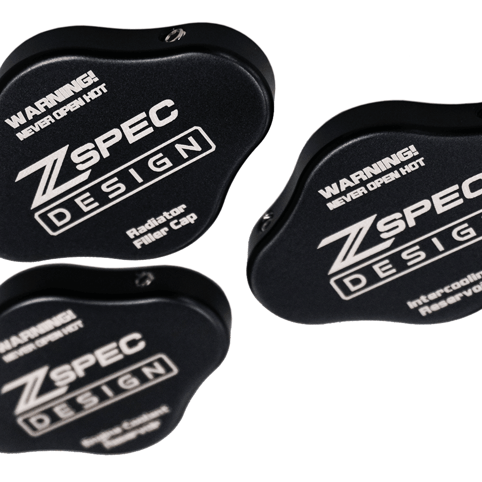 ZSPEC Fluid Reservoir Cap Covers Set for '23+ Nissan Z RZ34, Billet, 3 Caps - ZSPEC Design LLC - Hardware Fasteners - 400z, accessory, cap, nissan, nissan z, radiator cap cover, reservoir cap cover, RZ34 - zspecdesign.com