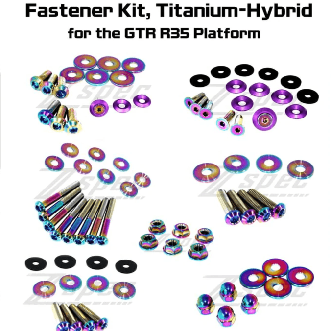 ZSPEC "Stage 1" Dress Up Bolts® Fastener Kit for '09-23 Nissan GTR (R35), Titanium & Billet - ZSPEC Design LLC - Hardware Fasteners - Fastener Kit, gt-r, gtr, nissan, r35, skyline, stage 1, titanium - zspecdesign.com