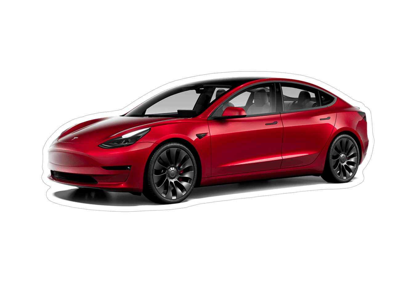 Tesla 3 Electric EV Sedan Vinyl Decal / Sticker