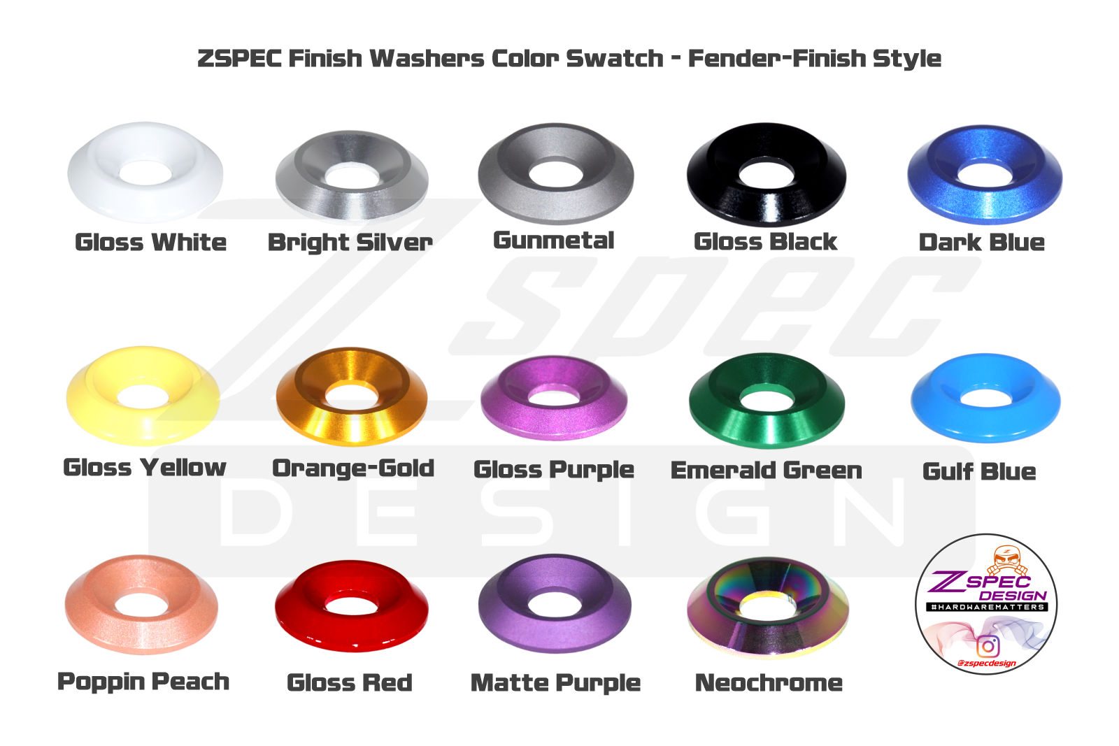 ZSPEC Dress Up Washers™ - Fender-Finish, Billet Washers  Beauty Up Down Hex Star Auto Car Engine Bay Car Auto Motorcycle Go-Kart Hobby