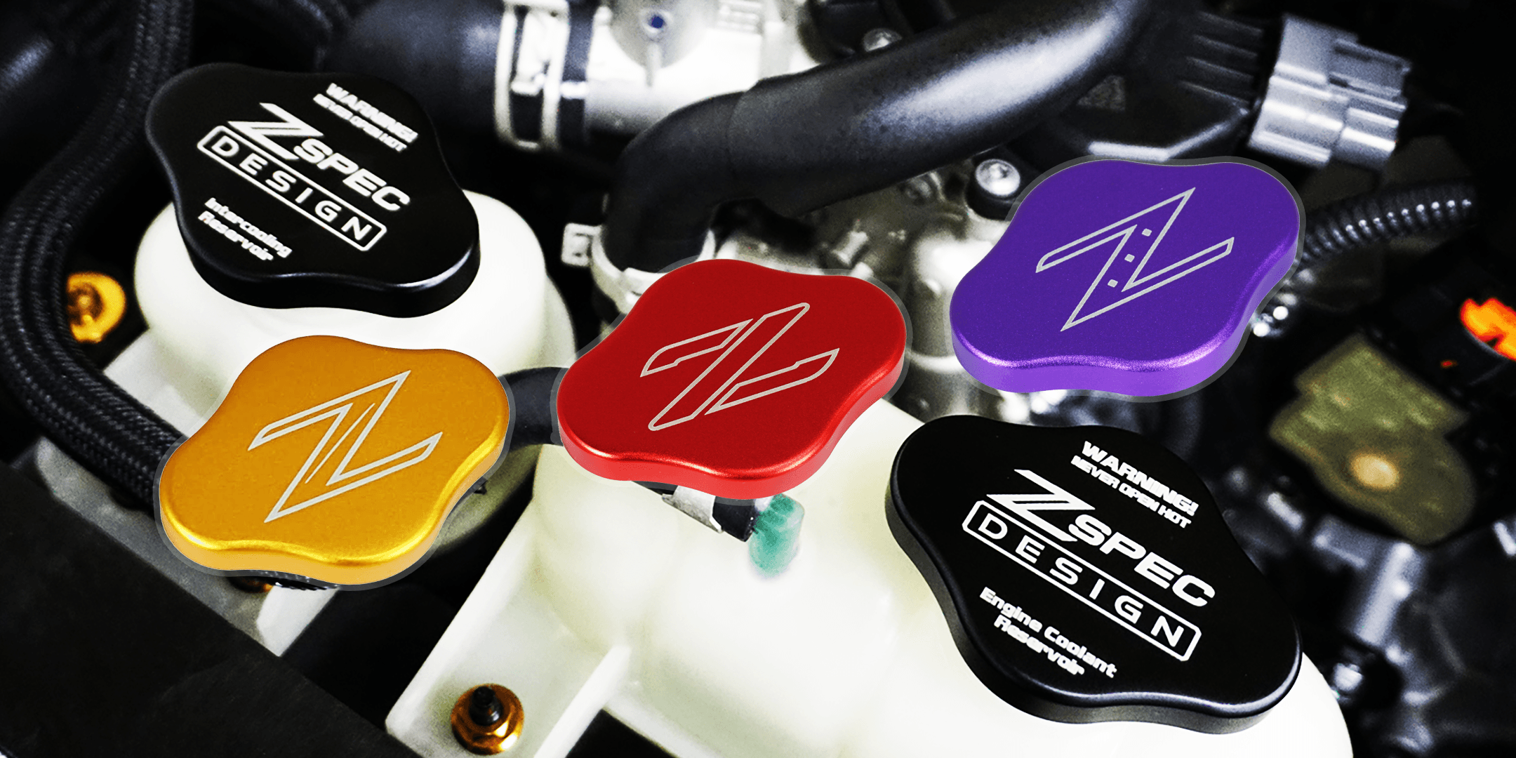 ZSPEC Design LLC Fluid Cap Covers - Radiator Cap Cover, fitting over a variety of OEM radiator caps for aesthetic upgrade.  Billet Aluminum cover, affixes with hex set-screws.  Allen Key Included.