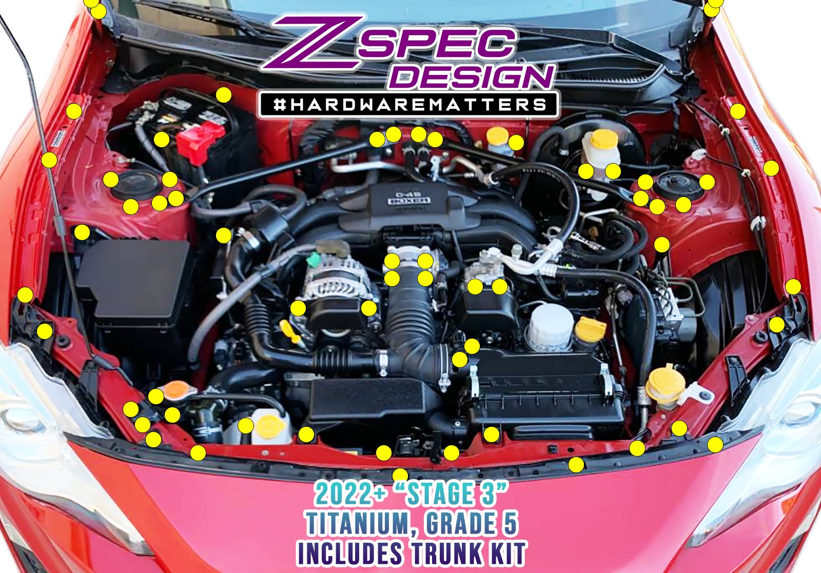 ZSPEC Dress Up Bolts® Hardware Kits and Accessories for the Subaru BRZ.  Titanium, Billet and Stainless Car Show Upgrades