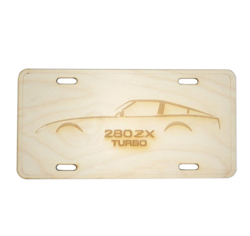 ZSPEC Datsun 280zx S130 Silhouette License Plate, Birch, Ornamental ZSPEC Datsun 280zx S130 Silhouette License Plate, Birch, Ornamental